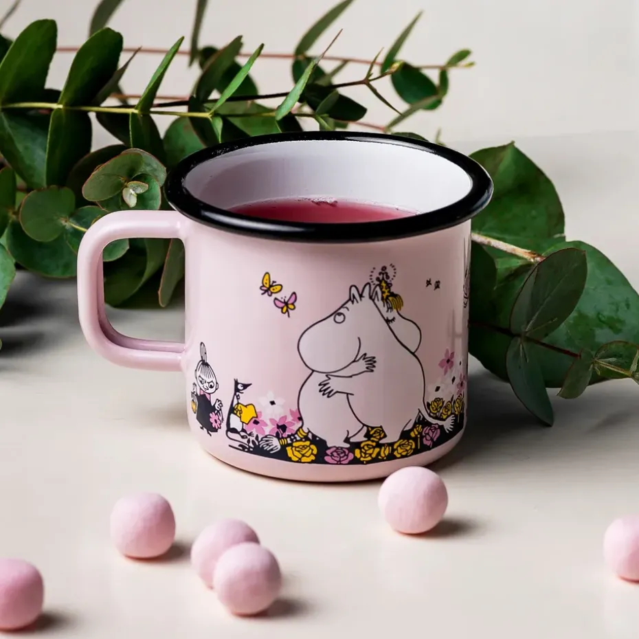 Taza esmaltada Mumin abrazo 37 cl, Rosa