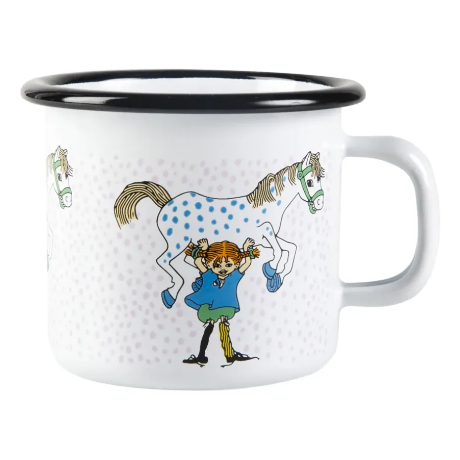 Taza esmaltada Pippi and the horse 2,5 dl, White