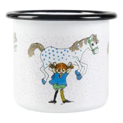 Taza esmaltada Pippi and the horse 2,5 dl, White