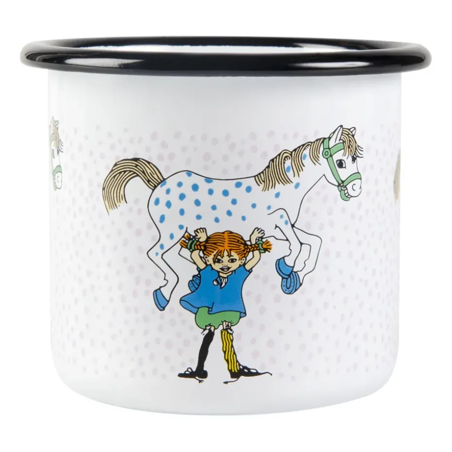 Taza esmaltada Pippi and the horse 2,5 dl, White