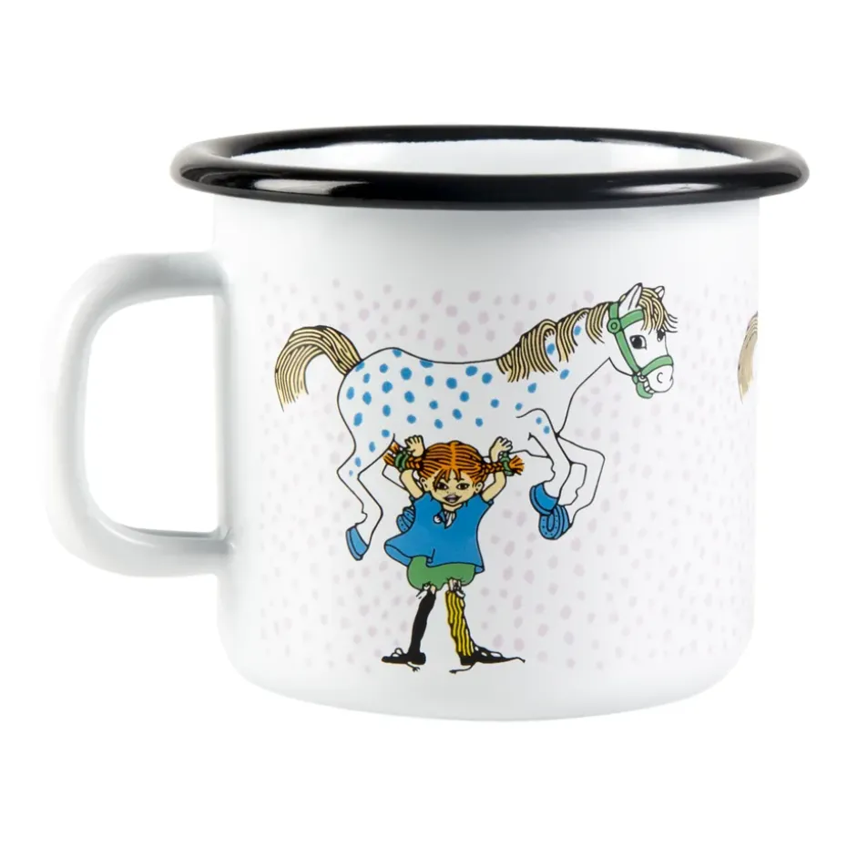 Taza esmaltada Pippi and the horse 2,5 dl, White