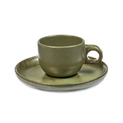 Taza espresso y platillo Surface 10 cl, Camogreen