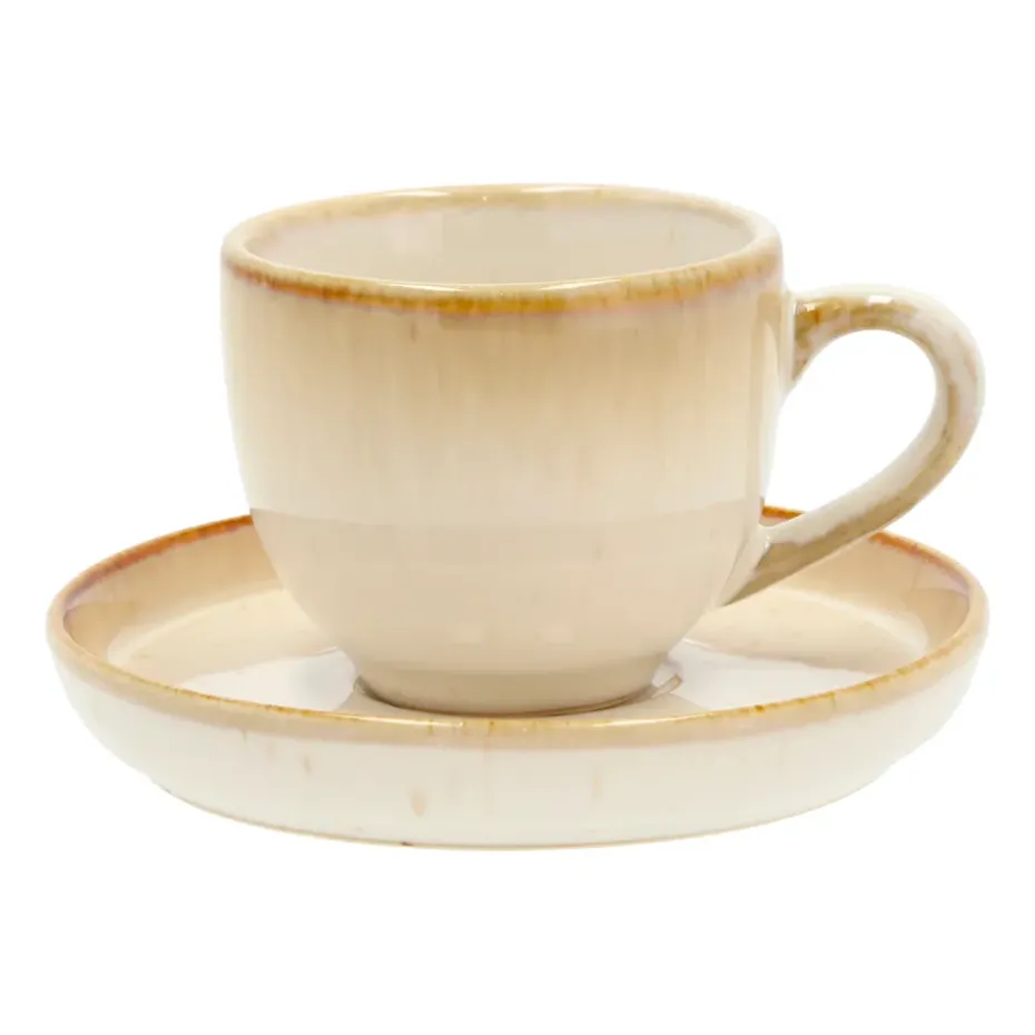 Taza espresso y platillo Bitz 7 cl, Blanco nata