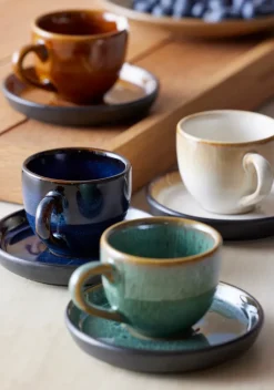 Taza espresso y platillo Bitz 7 cl, Blanco nata