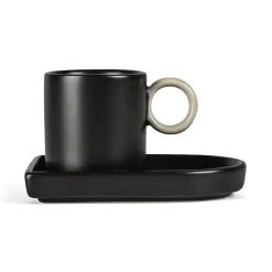 Taza espresso y platillo Niki, Black-beige