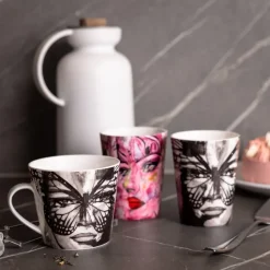 Taza Golden Butterfly 35 cl, Black-white