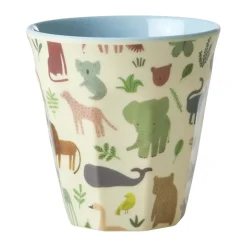 Taza infantil Rice melamina, Estampado Jungla Dulce - Azul Suave