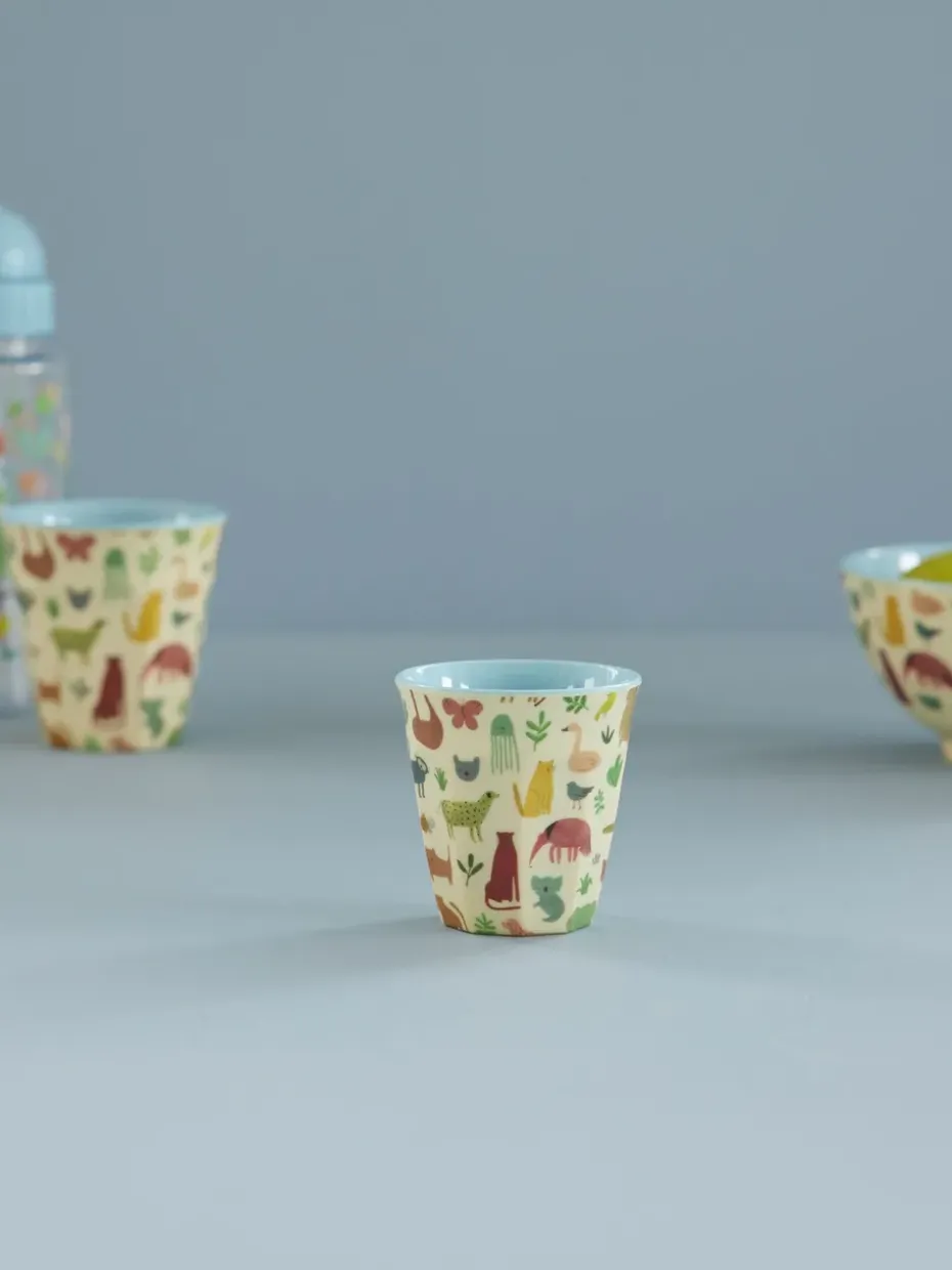 Taza infantil Rice melamina, Estampado Jungla Dulce - Azul Suave
