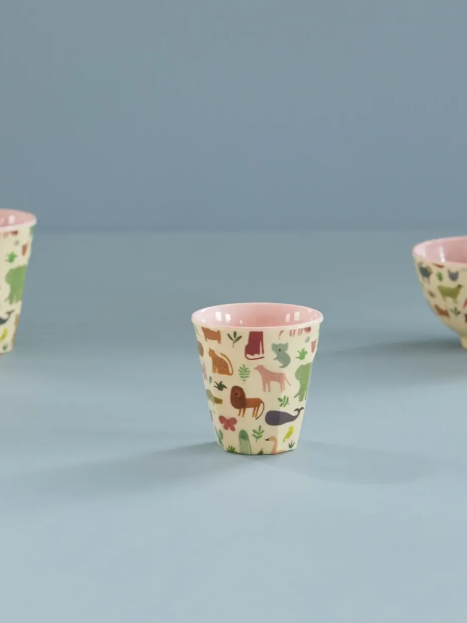 Taza infantil Rice melamina, Estampado Jungla Dulce-Rosa Suave