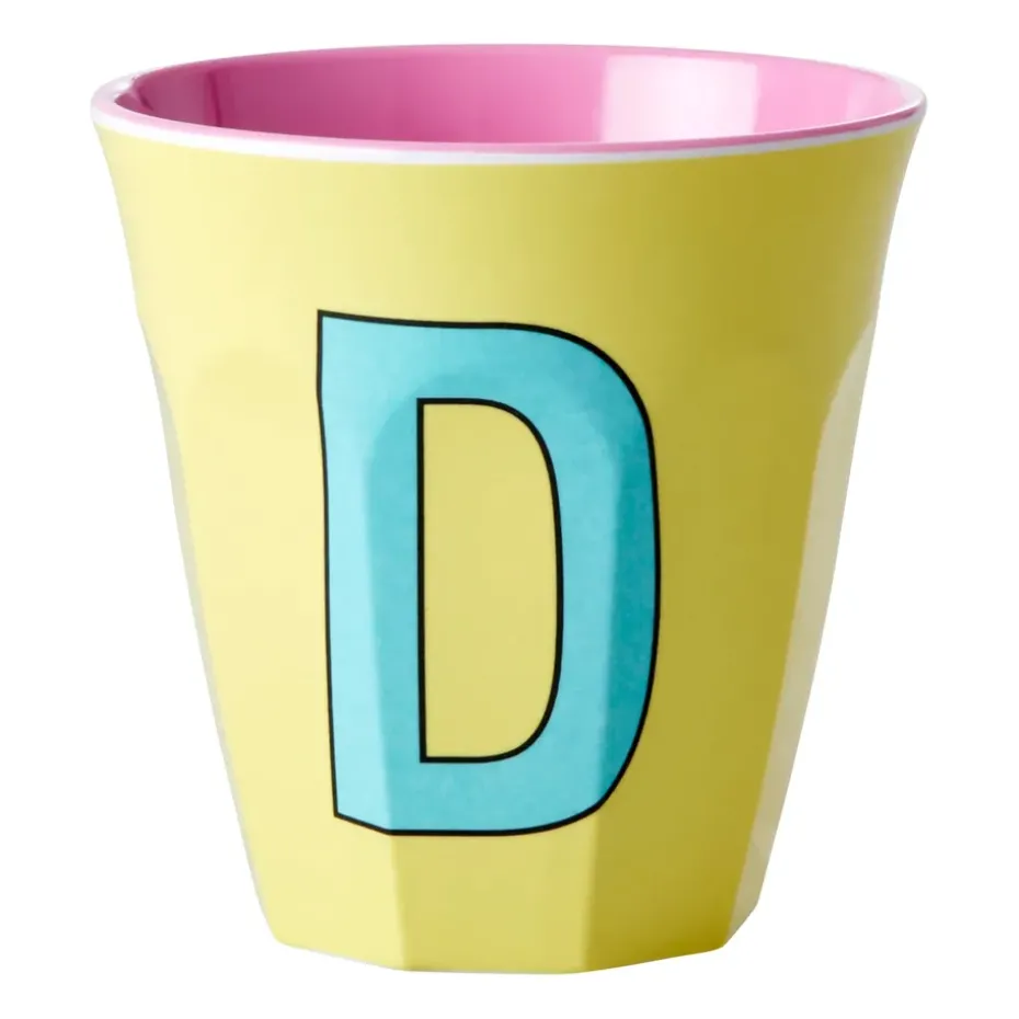 Taza melamina Rice mediana letra D 30 cl, Yellow