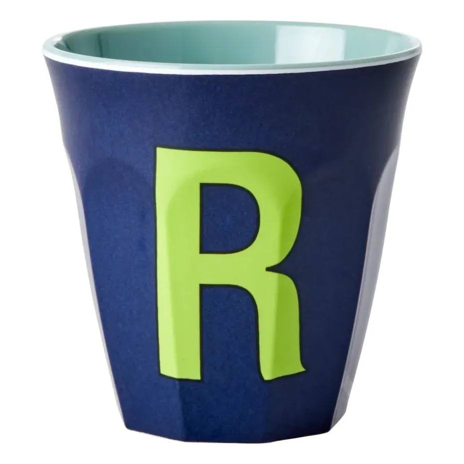 Taza melamina Rice mediana letra R 30 cl, Dark blue