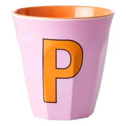 Taza melamina Rice mediana letra P 30 cl, Pink