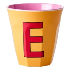 Taza melamina Rice mediana letra E 30 cl, Apricot