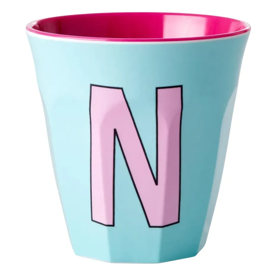 Taza melamina Rice mediana letra N 30 cl, Mint