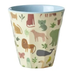 Taza melamina Rice mediana, Estampado Jungla Dulce-Azul Suave