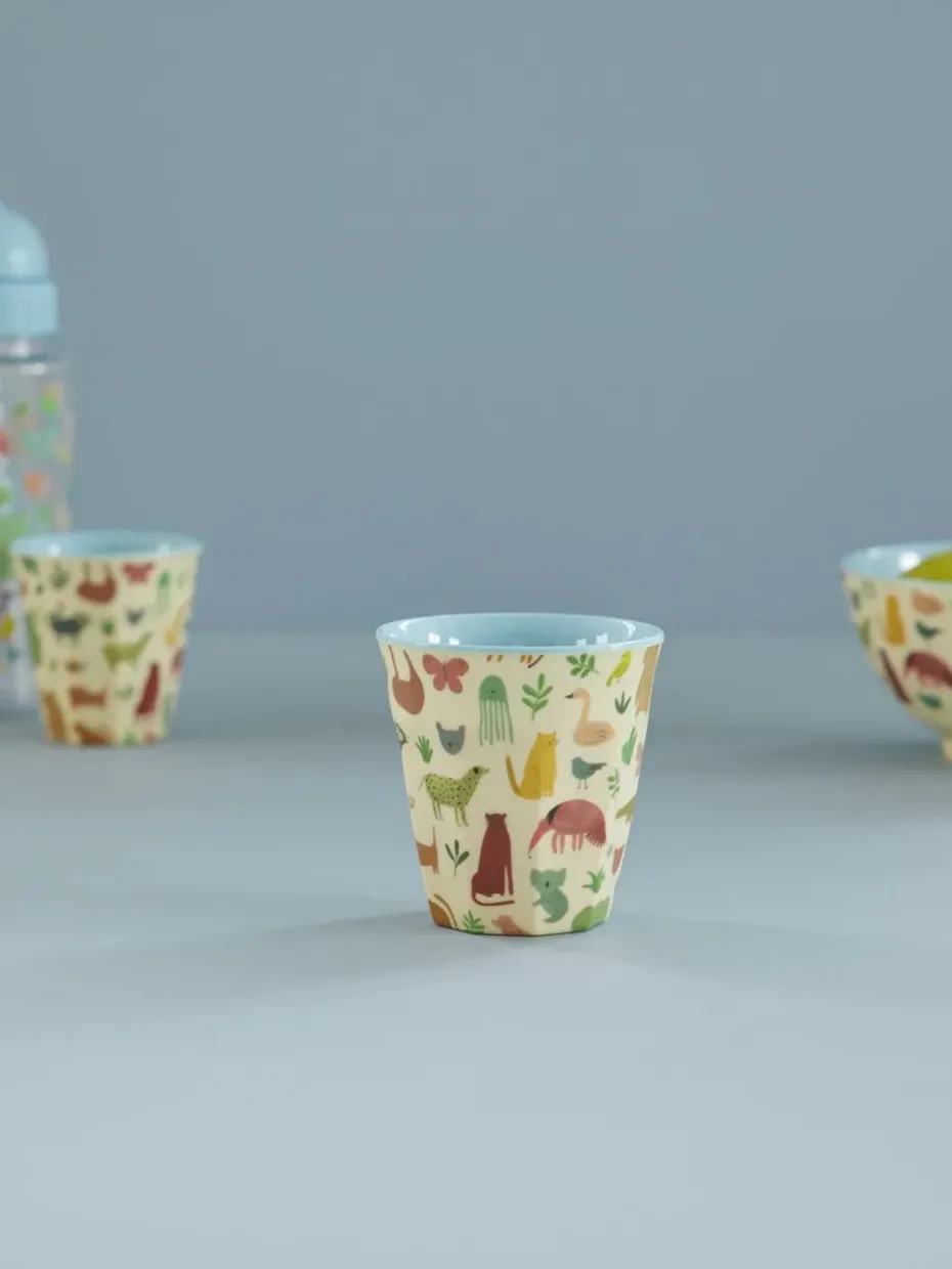 Taza melamina Rice mediana, Estampado Jungla Dulce-Azul Suave