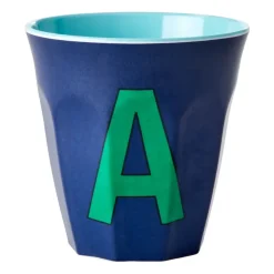 Taza melamina Rice mediana letra A 30 cl, Dark blue