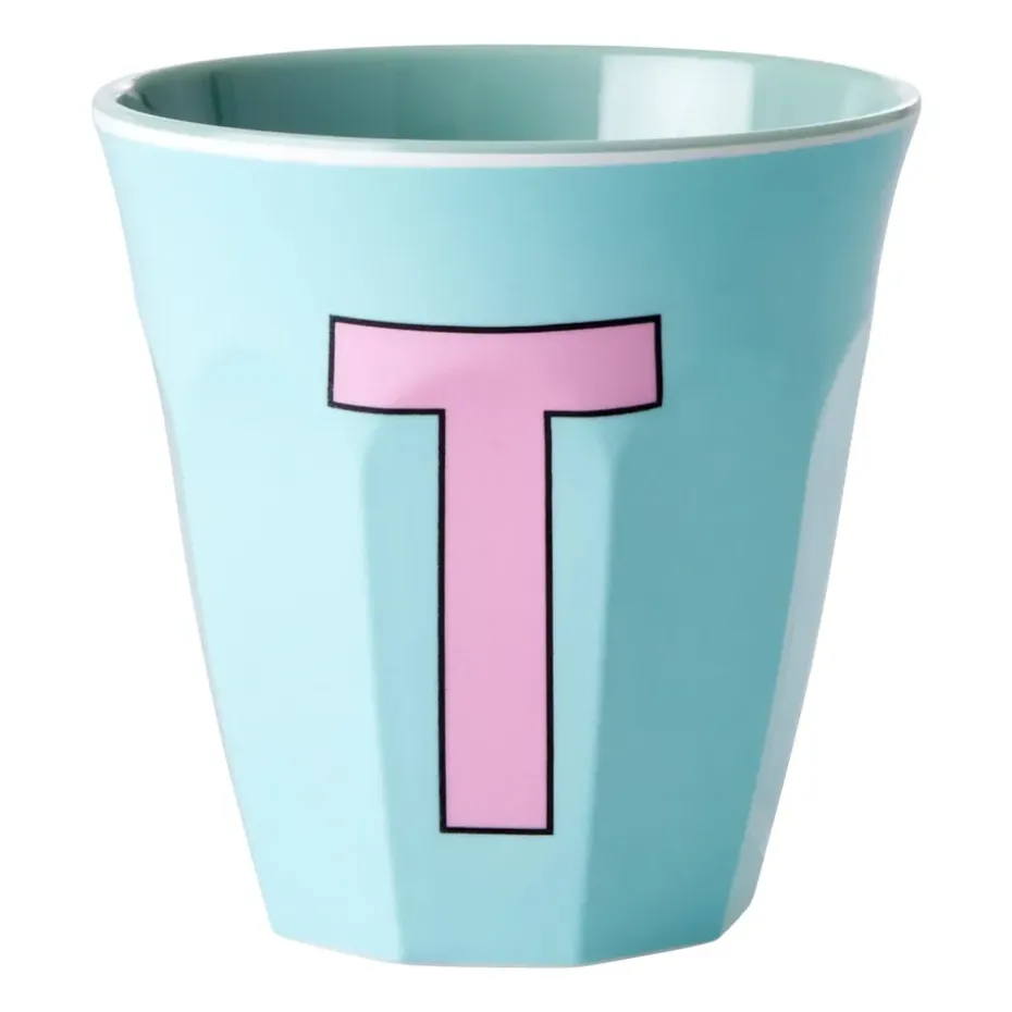 Taza melamina Rice mediana letra T 30 cl, Mint