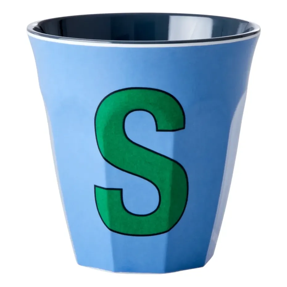 Taza melamina Rice mediana letra S 30 cl, New dusty blue