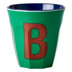 Taza melamina Rice mediana letra B 30 cl, Forest green