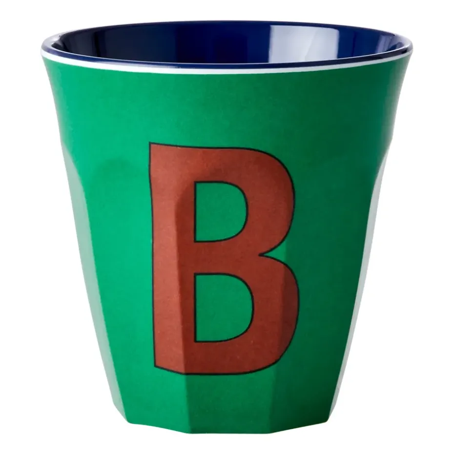 Taza melamina Rice mediana letra B 30 cl, Forest green