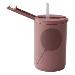 Taza térmica con pajita Design Letters 33 cl, Ash rose