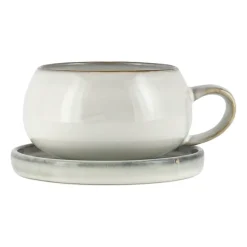 Taza y plato Amera, White sands