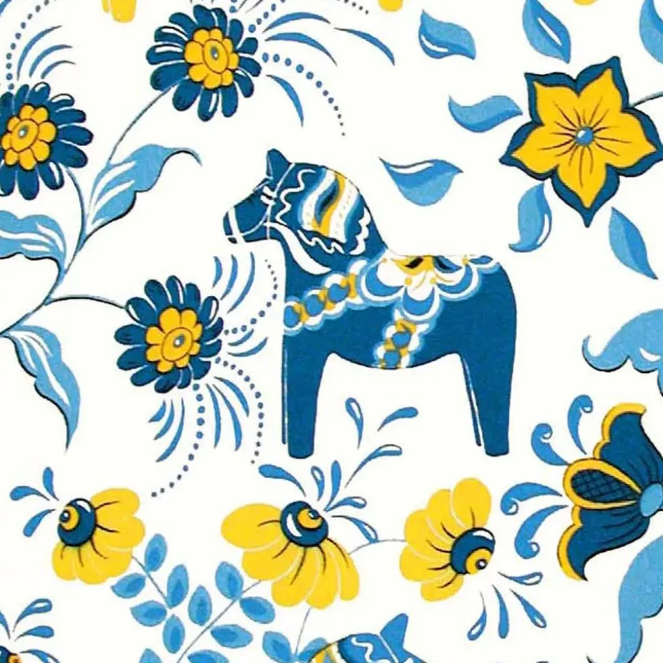 Tela Leksand, azul-amarillo