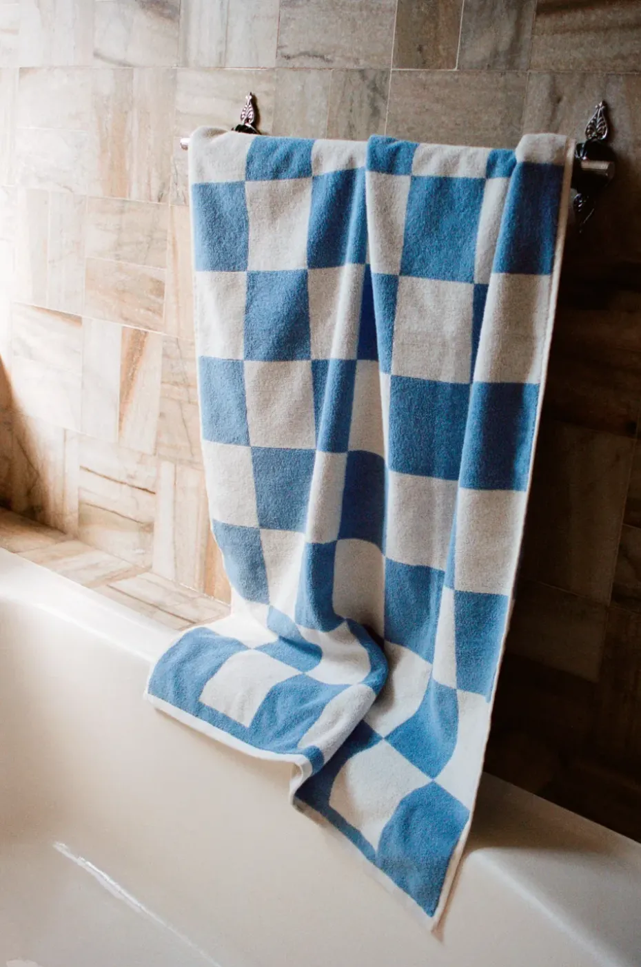 Toalla de baño Check 70x136 cm, Sky blue