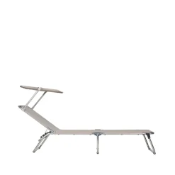 Tumbona de sol Amigo Top, Tela textaline taupe, estructura de aluminio, techo solar