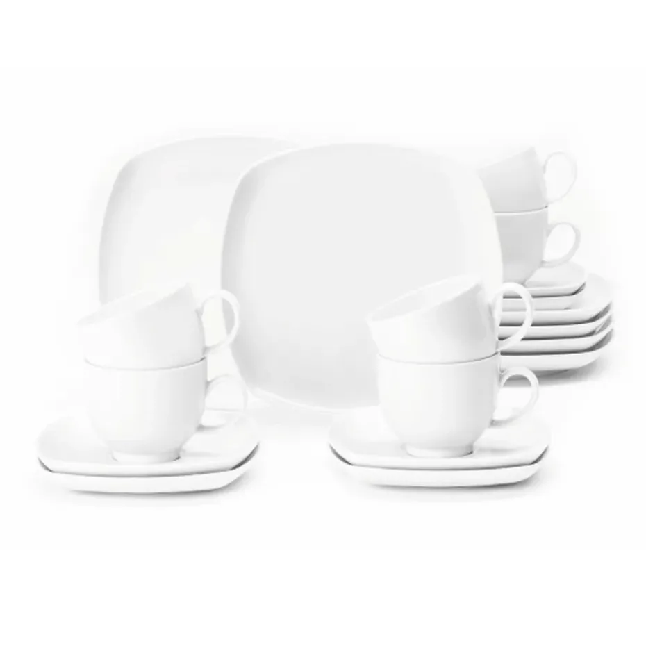 Vajilla de café Lido cuadrada 18 piezas, Blanco