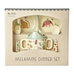 Vajilla infantil Rice 4 piezas, Estampado Jungla Dulce - Crema