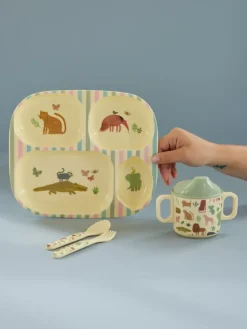 Vajilla infantil Rice 4 piezas, Estampado Jungla Dulce - Crema