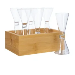 Vasos de chupito 4cl en caja de bambú Nature, 6-pack, Bambú-claro