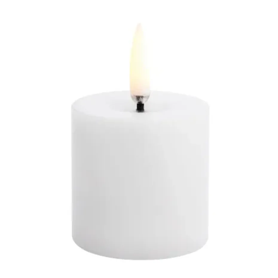 Vela gruesa Uyuni LED derretida, Blanco, Ø5x4,5 cm