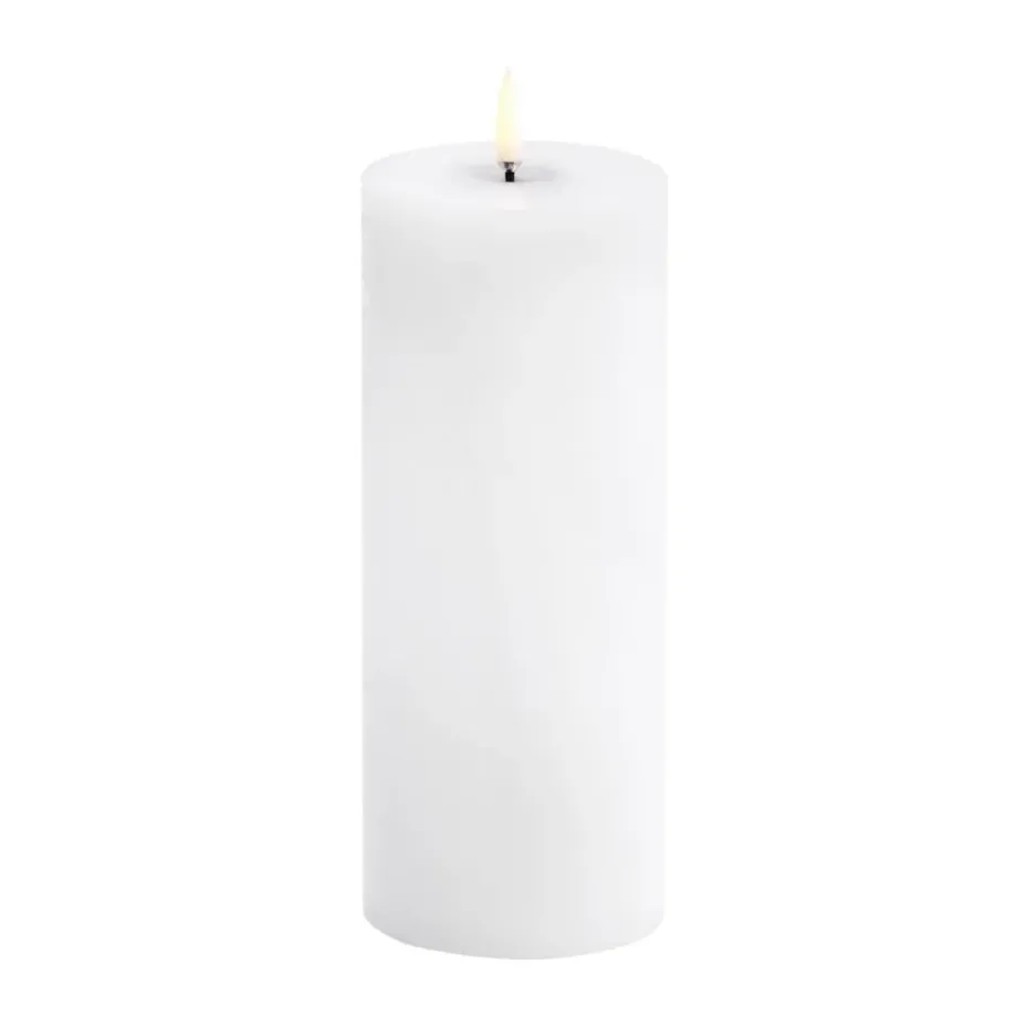 Vela gruesa Uyuni LED derretida, Blanco rústico, Ø7,8x20 cm