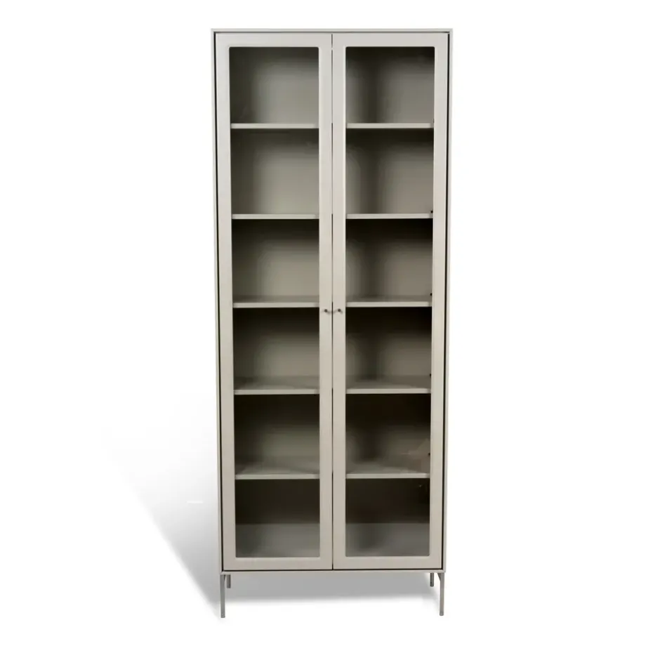 Vitrina Volt 190 cm beige, Detalles en acero inoxidable